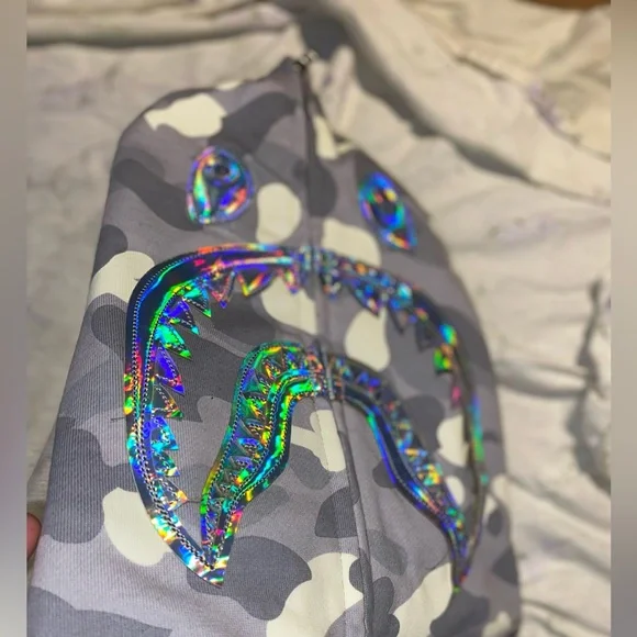 Bape Hoodie - Glow in the Dark - Reflective Shark Face - 100% cotton & Authentic